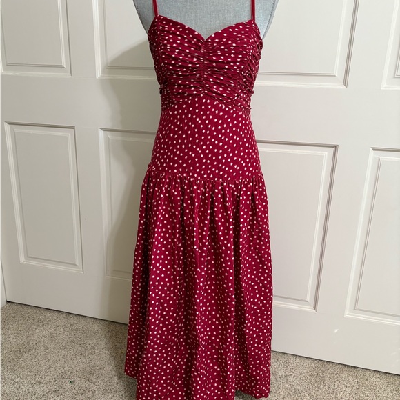 Rebecca Taylor Blurry Heart Silk Dress Romantic Valentine’s Day Date Night Midi - Picture 4 of 10